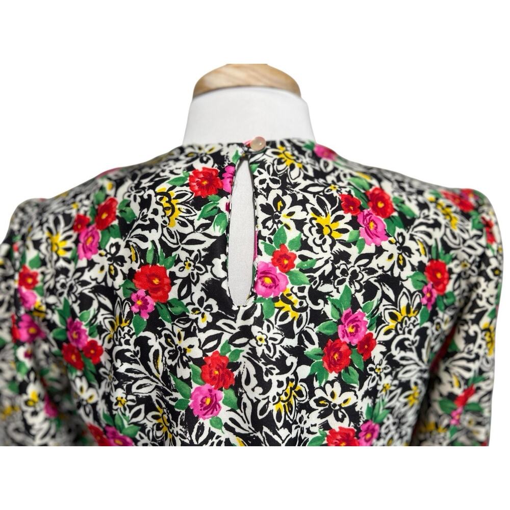 Vintage Dress Womens 12 Country Whimsy Lace Collar Cottagecore Floral Blouson - Picture 6 of 8